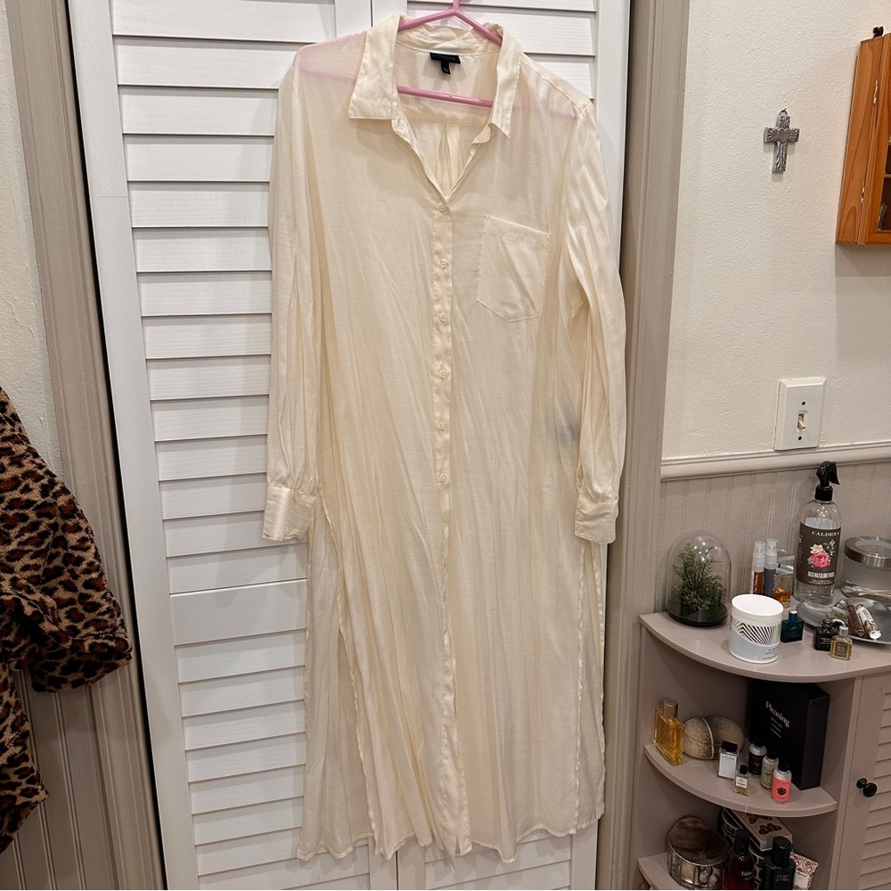 Who What Wear Cream Long Sleeve Dress/shirt size XXL